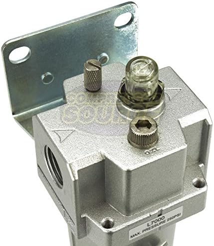 Industrial Grade Lubricator Oiler for Compressed AIR LUBRICATE Pneumatic AIR Tools, Metal Bowl with Visible Sight Glass, 225 PSI MAX (1/2" NPT, 5oz)
