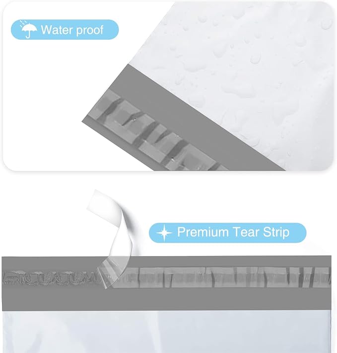 Fuxury 12x15.5" Poly Mailers 100Pcs,Sturdy Shipping Bags for Clothing,White | Waterproof Self Seal Mailing Envelopes,Strong Adhesive Plastic Packaging Mailers Poly Bag For Books Clothes Business Boutique
