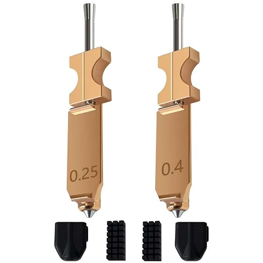 2-Pack AD5X Nozzle Kit, All-Metal Quick-Detachable Hotend (0.25mm/0.4mm) | Hardened Steel Print Head, Heat-Resistant up to 300℃, 32mm³/s High Flow, with 2PK Silicone Cover & 2PK Nozzle Cleaning Brush