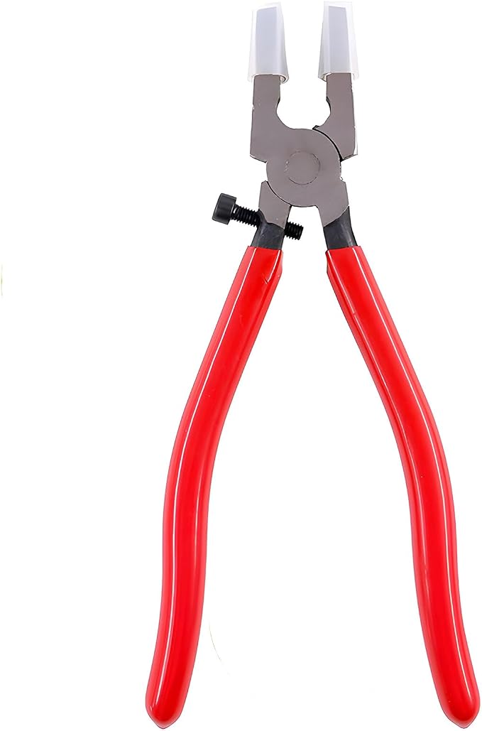 Glass Running Pliers, Key Fob Hardware Install, Stained Glass Work Tool,for Stained Glass, Tiles, Mosaic, Mirrors,Bottle, Fusing, Breaking 8-Inch