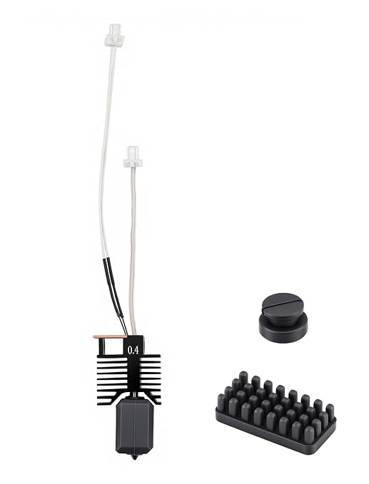 0.4MM U1 Hotend for Snapmaker U1 3D Pirnter, Pre-Installed 0.4MM Hardened Steel Nozzle with 24V 48W Fast Heating Ceramic Block, Nozzle Parking Points & Silicone Brush for Snapmaker U1 Extruder (1PCS)