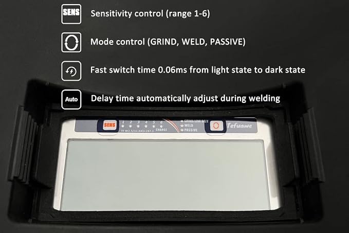 Tefuawe Hand Series 2x4 1/4 Digital Auto Darkening Welding Lens, Low Amps 2A Tig, Shade 12, for Sugar Scoop and Pipeline Welding Hood