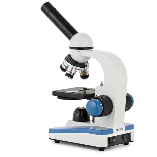 AmScope M150C-PS25-WM Compound Monocular Microscope, WF10x and WF25x Eyepieces, 40x-1000x Magnification, LED Illumination, Brightfield, Single-Lens Condenser, Coaxial Coarse and Fine Focus, Plain Stage, 110V, Includes Set of 25 Prepared Slides and Book