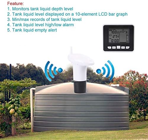 Hilitand Ultrasonic Water Tank Liquid Depth Level Meter with Temperature Display Sensor Water Level Gauge
