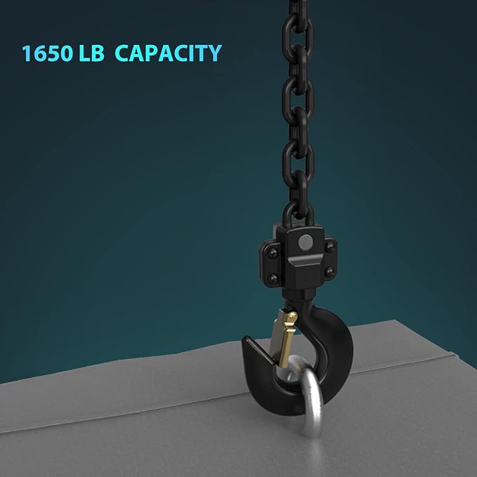 Lever Chain Hoist - 3/4 Ton Capacity - G80 Grade Chain 10ft Lifting- Safety Factor 4+ - CE Certified - Ideal for Lifting, Strapping, Bundling and Dragging- Smooth Action