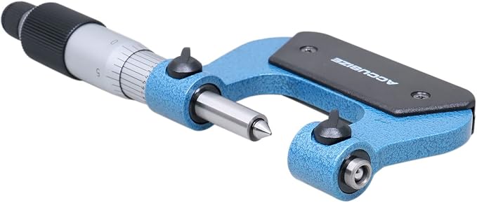 Accusize Industrial Tools 0-1'' by 0.001'' Screw Thread Micrometer with 5 Anvil in Fitted Box, S916-C750 | 5 Anvil Sets: 64-48, 44-28, 24-14, 13-9, 8-5 TPI, 0.0001" Resolution, ±0.00016" Accuracy