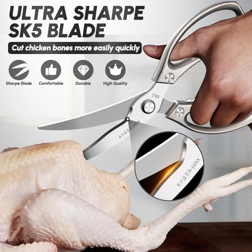 MEN WITH THE POT 16 Inch Acacia Wood Magnetic Knife Strip & Heavy Duty Stainless Steel Kitchen Shears Set, Multi-Purpose Kitchen Organizer & Cutting Tools