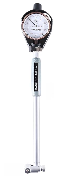 Accusize Industrial Tools Dial Bore Gauge Set, 1.4-6 inch Measuring Range, 0.0005'' Graduation Interval, Ee20-1406 | 0-0.25" Dial Range, AGD Group 2, Carbide-Tipped Contacts, 15 Anvils, 4 Spacers, Fitted Case, EE20-1406