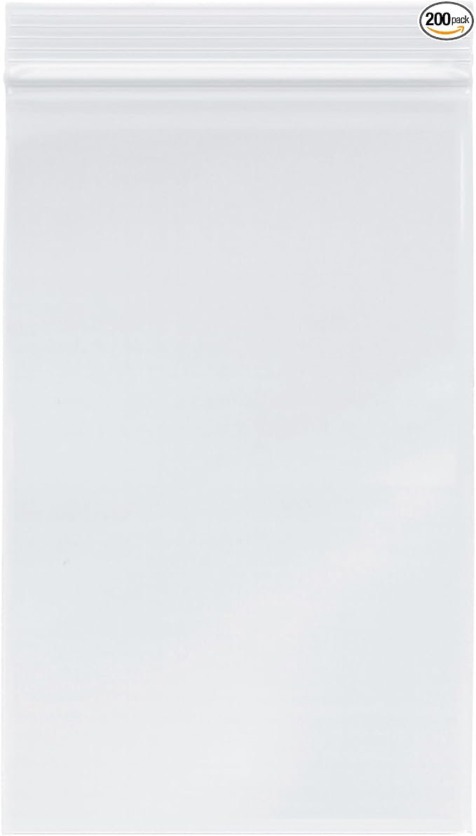 Plymor 5" x 8" (Pack of 200), 4 Mil Heavy Duty Zipper Reclosable Plastic Bags