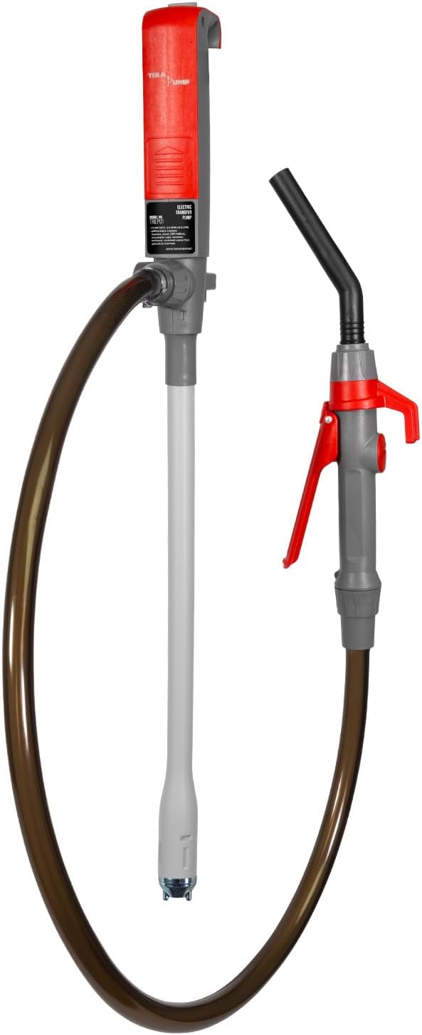 TERA PUMP 2nd Gen Multi-Purpose Battery Powered Fuel Transfer Pump | Upgraded Durable Vinyl Hose, 2D Battery, 2.8 GPM