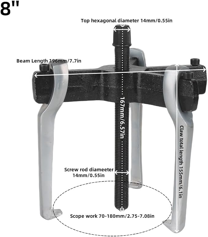 2 Jaw 3 Jaw Gear Puller, Heavy Duty Pulley Puller,Car Accessories Gear Bearing Flywheel Pulley Removal Tool,Gear Removal Tool Gear Puller (8inch)