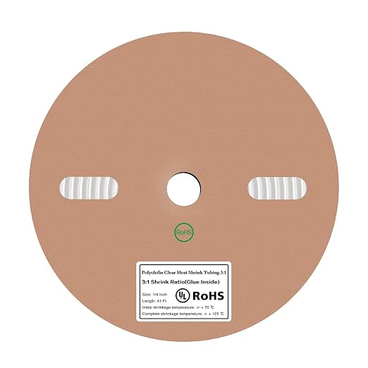 41 Feet 1/4" Clear Heat Shrink Tubing Roll 3:1,No Wrinkle Electrical Shrink Tube for Wires,Marine Grade Shrink Tube with Adhesive Lined Waterproof
