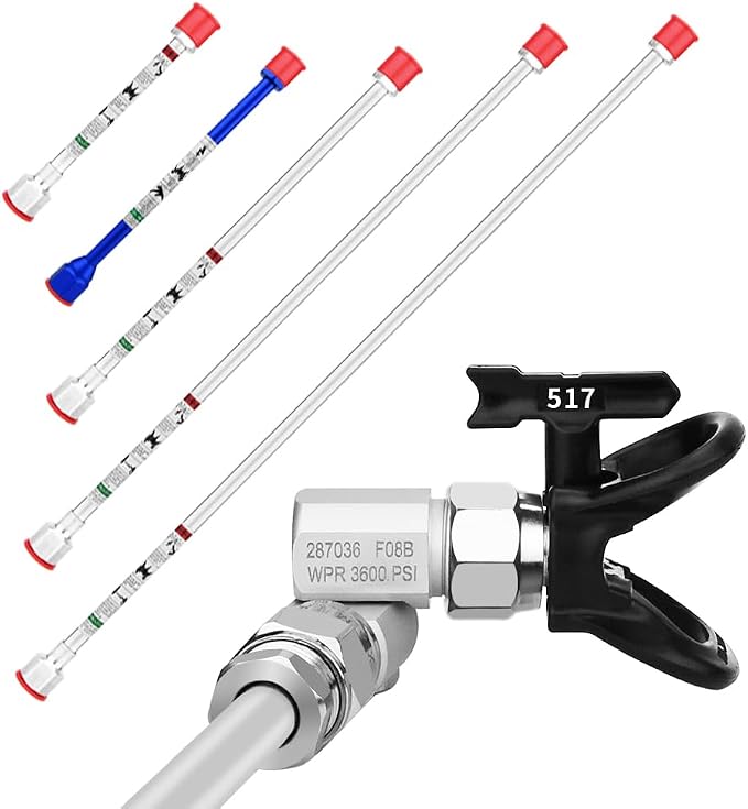Spray Freely-8 Piece Set of Extension Pole Rod,Airless Paint Sprayer Gun Tip Extension Pole,with Swivel Joint Reversible Spray Tips and Tip Guard Protector (8in 12in 20in 30in 40in)