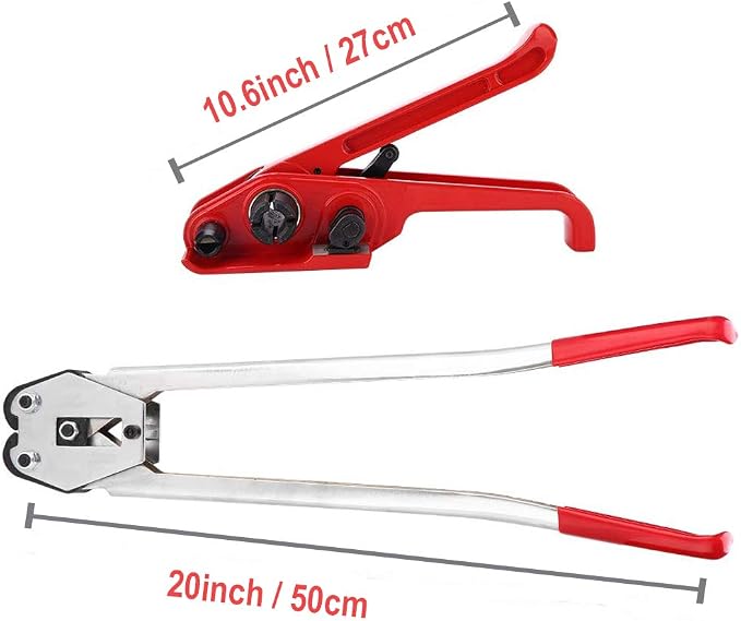 Binding Tool Kit for Strapping - Poly Strapping Tensioner Cutter & Sealer Manual Banding Tool Windlass Set for 1/2"- 3/4" Width Polyester Polyproplyn Strap, with 200 Strapping Seals