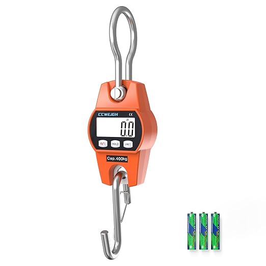 Hanging Scale Handheld 880lb/400kg Crane Scale Luggage Scale,with ABS Plastic case & Big LCD Display, Portable Digital Mini Crane Scale Fishing Scale,for Gym,Hunting,Travelling