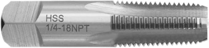 Accusize Industrial Tools NPT-14 H.S.S. Taper Pipe Tap, ¼ in-18, 4 Flutes | 1/4"-18, 4 Flutes, 2-7/16" OAL, HSS Taper Pipe Tap - NPT