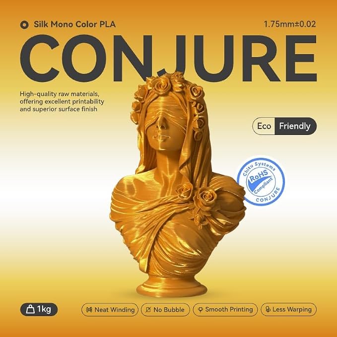 Chitu Systems Conjure Silk Dark Gold PLA 3D Printer Filament 1.75mm,Metal-Like Shiny Consumables 1kg (2.2lbs) 1 Spool, Dimensional Accuracy +/- 0.02 mm
