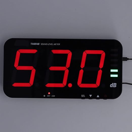 Sound Decibel Meter, 2. 4G 13 Inch LED Temperature Humidity Time Display Sound Levels Meter Sound Level Meter Noise Meter Decibel Meter Sound Levels Reader DB Meter for Home