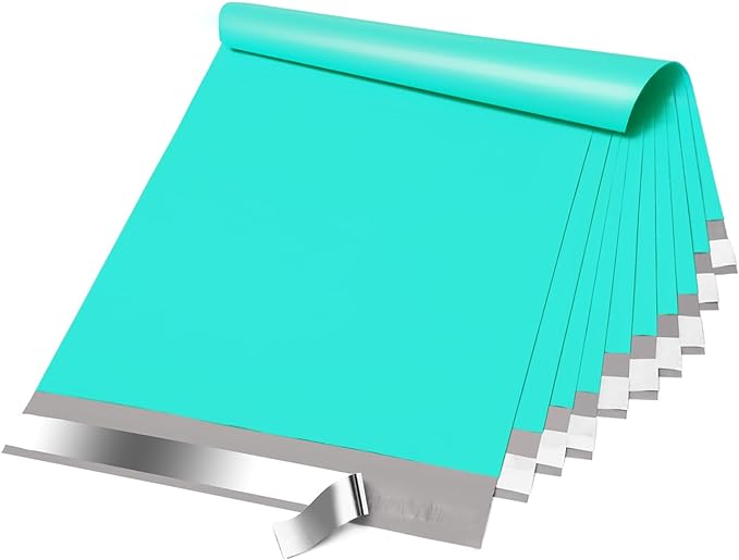 Fuxury Poly Mailers 14.5x19'' 50Pcs, Waterproof Shipping Bags for Clothing | Strong Adhensive Shipping Envelopes for Small Business, Self Seal Mailers Poly Bags Mailing Envelopes Teal