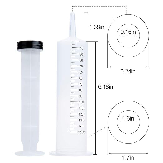12 Pack 150ml Syringes, Large Plastic Garden Syringe for Scientific Labs, Watering, Refilling