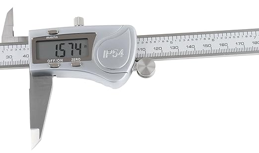 Accusize Industrial Tools Digital Caliper, 0-8''/0-200 mm Range by 0.0005''/0.01 mm Resolution, Large LCD, Ip54 Water Resistant, 2015-0200 | IP54 Water-Resistant, Stainless Steel, 0.0005 in/0.01 mm Resolution, ±0.03 mm Accuracy