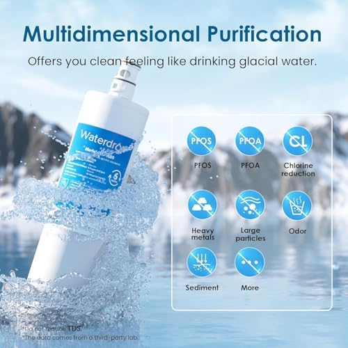 Waterdrop 3US-MAX-F01 3US-PF01 Maximum Replacement Filter, Replacement for Filtrete® Advanced 3US-PF01, 3US-MAX-F01, 3US-PS01, 3US-MAX-S01, Manitowoc K-00337, K-00338, NSF/ANSI 42 Certified, 4 Pack