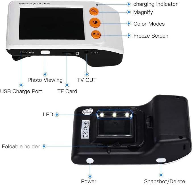 Eyoyo Digital Magnifier Portable Electronic Video Magnifier Reading Aids 3.5 Inch LCD Screen for Low Vision 2x-25x Zoom Foldable Handle