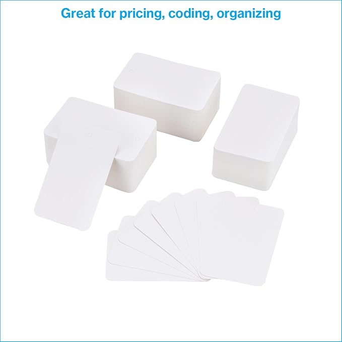SSWBasics Large Unstrung White Non-Perforated Blank Clothing Tags - 1-3/4"W x 2-7/8"H -