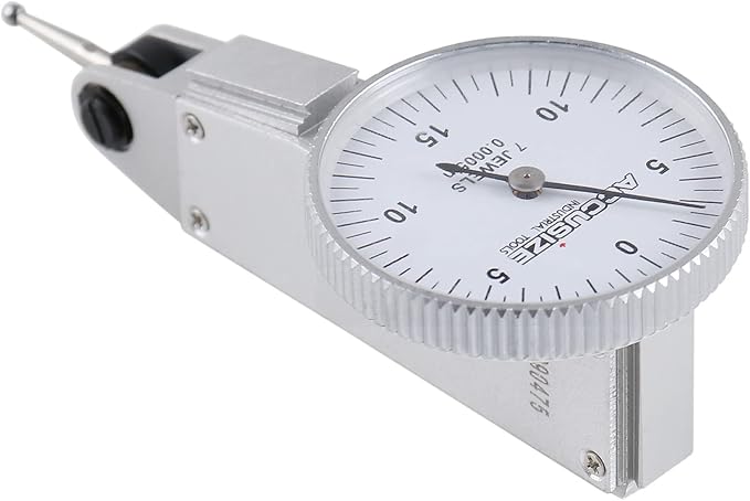 Accusize Industrial Tools 0.03'' x 0.0005'' Dial Test Indicator in Fitted Box, P900-S108 | Top and Back Dovetails, 230 Deg Adjustable Contact Point, 2 Clamps, Fitted Box, 7-Jewel, P900-S108