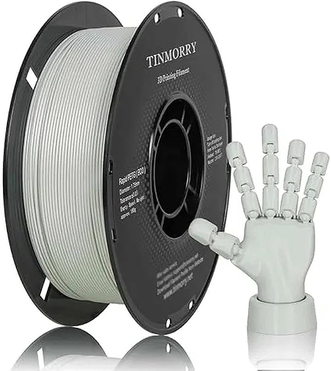 TINMORRY PETG Filament 1.75, Rapid PETG-Eco 3D Printer Filament, Compatible with Most FDM 3D Printers, 1 KG 1 Spool, Light Grey