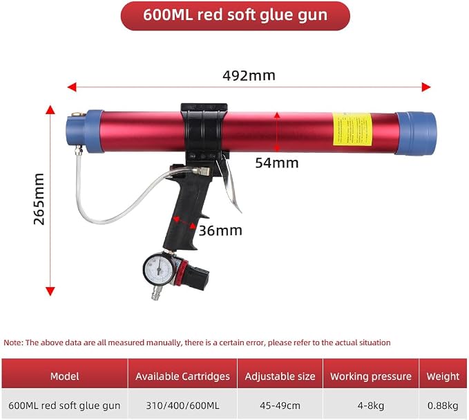 10 oz / 20 oz Sausage Pneumatic Caulking Gun Two Functions Silicone Sealant Gun Air Rubber Gun Caulk Applicator Tool with 25 Transparent Glue Nozzles