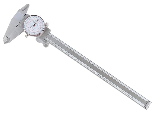 Accusize Industrial Tools 8''/200 mm by 0.001''/0.02 mm Dual Needle Precision Dial Caliper Stainless Steel in Fitted Case, Imperial/Metric, P920-S238 | 0.001 in/0.02 mm Resolution, +/-0.001 in/0.03 mm Accuracy, Hardened Stainless Steel, Fitted Case