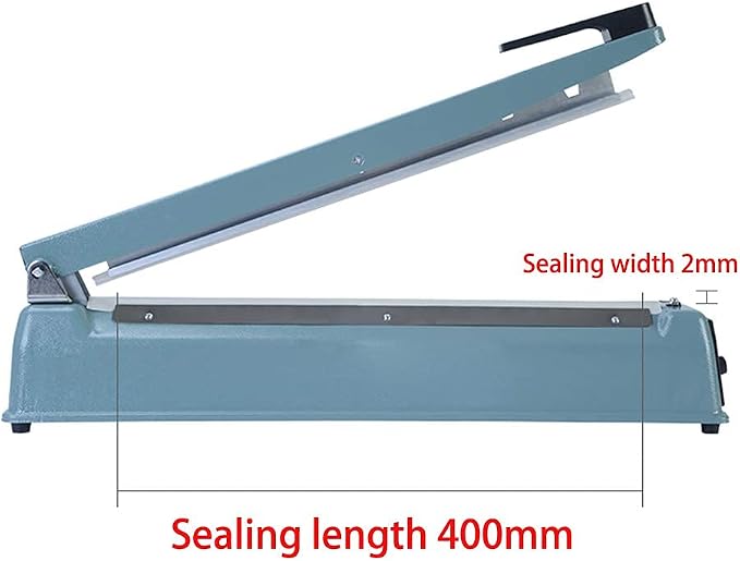 16 inch Manual Impulse Bag Hand Heat Sealer Machine, Bag Sealer Heat Sealing Closer Tool Poly Tubing Plastic Bag, 2 Free Replacement Kit