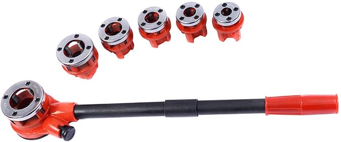 GOFLAME Ratchet Pipe Threader Kit Set Portable W/6 Dies and Case Gas Manual Ratcheting Pipe Threading Tool Set