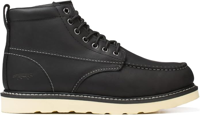 Golden Fox Work Boots 6" Men's Moc Toe Wedge Comfortable Boot for Construction