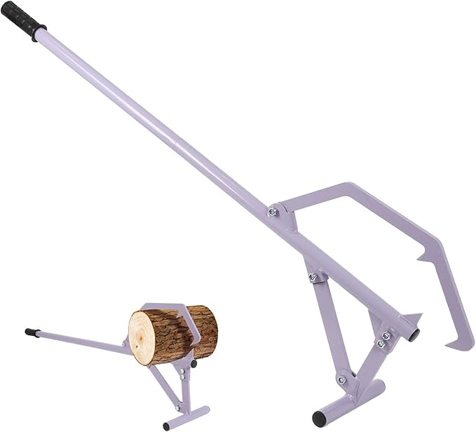 50.8" Timberjack Log Roller Lifter, Long Handle Log Roller Tool ups to 25" in Dia Logging Tools, Adjustable Log Roller Cant Hook, Heavy Duty Steel Log Jack for Rolling and Raising Up Logs