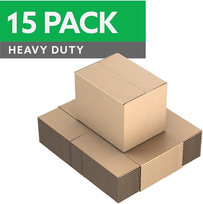 16"x12"x12" Heavy Duty Shipping Boxes, Corrugated Cardboard Moving & Packing Boxes for Shipping, Storage and Packaging, Bundle of 15