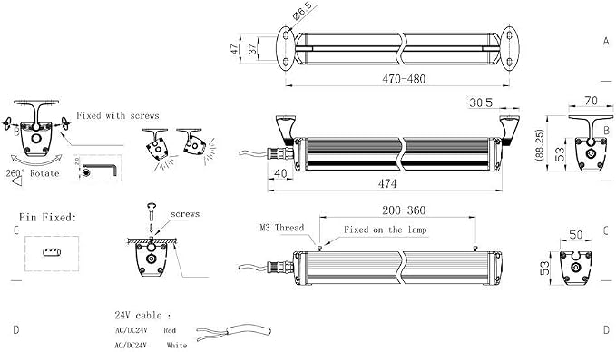 Industrial/Machine LED Tube Light, 6W 110-220V IP67 Explosion Proof CNC Machine Work Light Internal Lamp White Light(6)