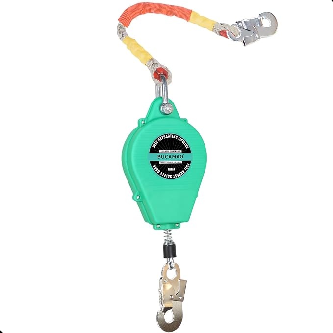 Steel Wire Self Retracting Lifeline, 23FT BUCAMAO Retractable Lanyard | Srl Fall Protection, Retractable Safety Lanyard, Safety Harness Yoyo, Safety Harness Fall Protection Kit, Fall Arrestor