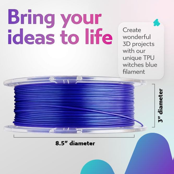Cookiecad TPU Filament 1.75mm 1kg Glitter 3D Printer Filament - Witches Blue TPU