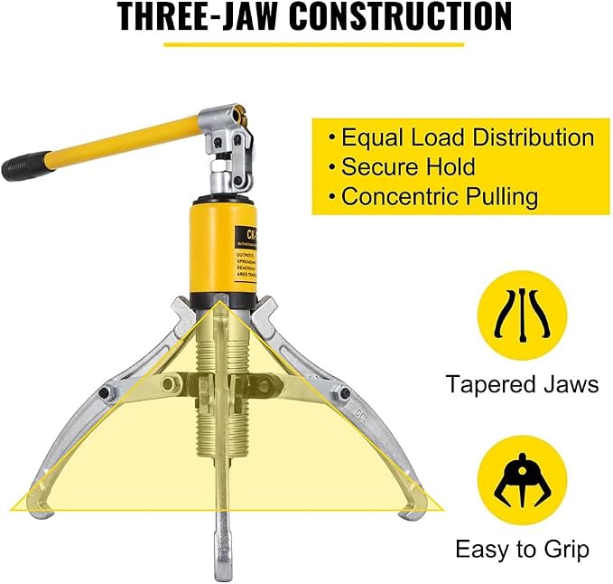 VEVOR Hydraulic Gear Puller, 15 Ton Max. Capacity Hydraulic Puller, 2 or 3 Jaws Bearing Hub Separator, 3.9"- 11.8" Hydraulic Puller Separator Tool for Pulling Hubs, Flanges, Gears, Bearings