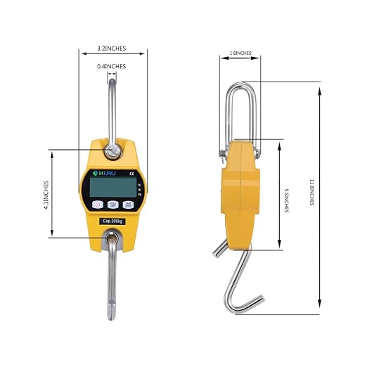 Klau Mini Hoist Yellow Crane Scale 300 kg / 600 lb | Industrial Heavy Duty, Digital Hanging Scales, For Home Farm Factory Hunting