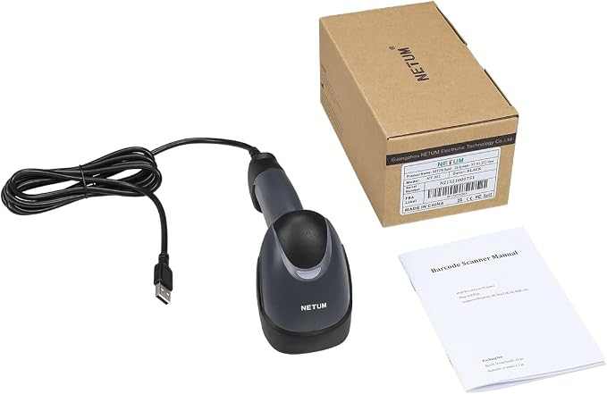 NETUM USB Laser Barcode Scanner, Handheld 1D Wired Bar Code Scanner Scanning UPC EAN Reader Gun Retails for Supermarket, Convenience Store, Warehouse - NT-M1