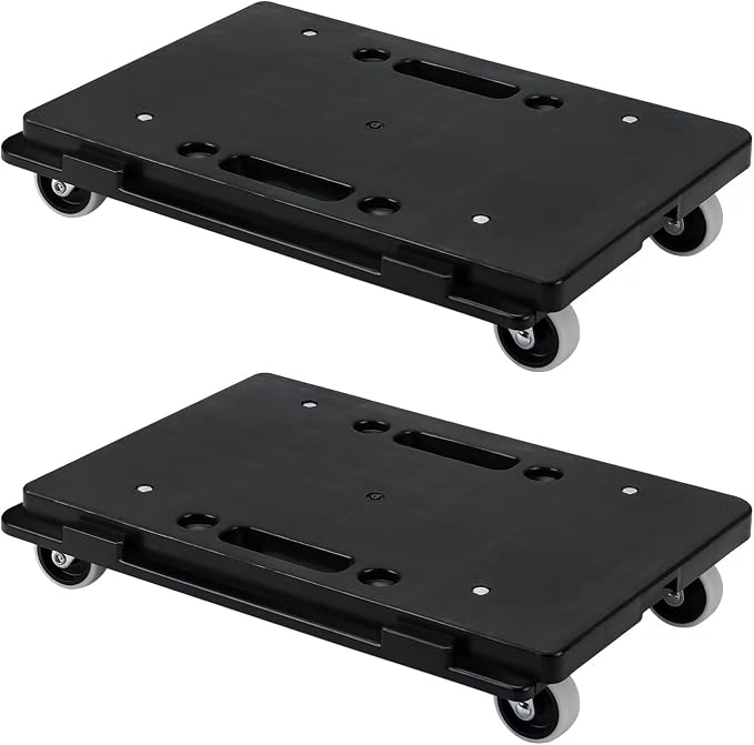 Furniture Movers with Wheels, Portable Moving Rollers Leg Dolly for Heavy Furniture, 4-Wheel Small Flat Dolly, 440 Lbs Capacity, 2-Pack, Black