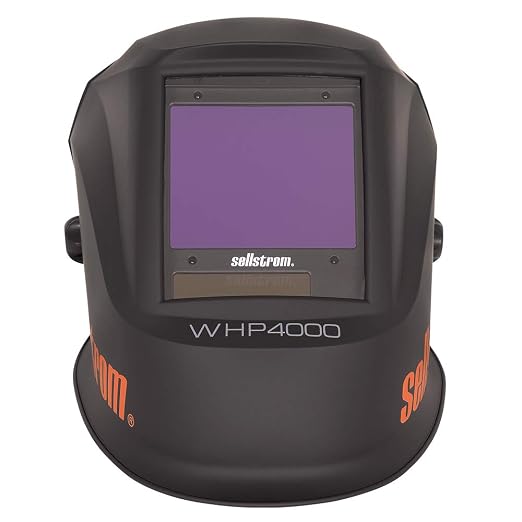 Sellstrom Lightweight,Ergonomic Design,Nylon,Extra Large Blue Lens Technology,All-Day Comfort,Excellent Optical Clarity,Premium Welding Helmet with ADF Technology,Black/Orange,7'Wx 13'H x 5'L,S26400