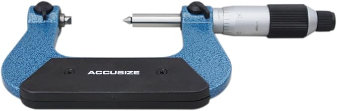 Accusize Industrial Tools 1-2'' X 0.0001'' Screw Thread Micrometer with 5 Anvil in Fitted Box, S916-C751 | 5 Anvil Sets: 44-28, 24-14, 13-9, 8-5, 4.5-3.5 TPI, 0.0001" Resolution, ±0.00016" Accuracy