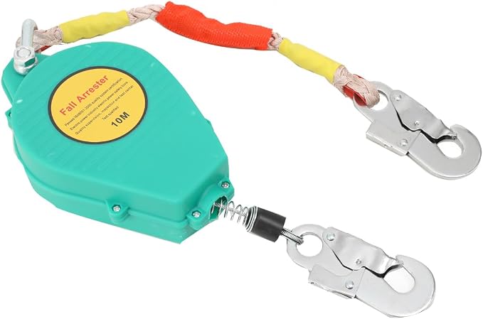 Self Retracting Lifeline 33ft 330lbs Fall Arrester Lanyard Protect Safety Harness Fall Protection with Alloy Steel Hook Steel Wire Rope(10m)