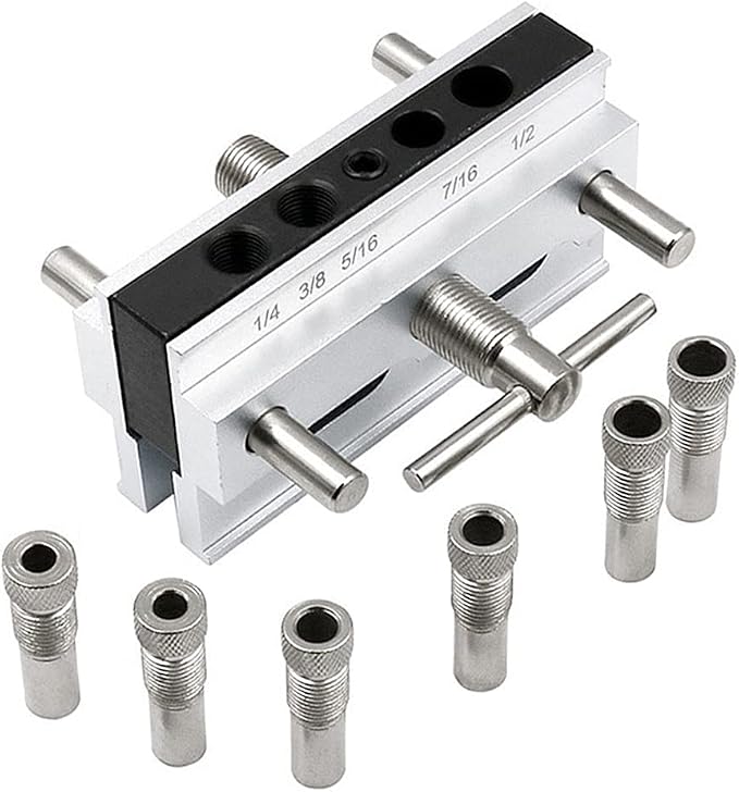 Self Centering Dowel Jig Kit, Drill Guide Bushings Set Wood Doweling Jig Woodworking Joints Tools for Straight Holes