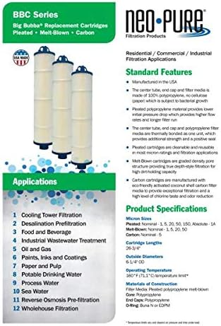 Neo-Pure BB150-HMB05 5 Micron Depth Cartridge for Reliable Sediment Filtration | Compatible with BBC-150-D5 and BBH-150 Housing