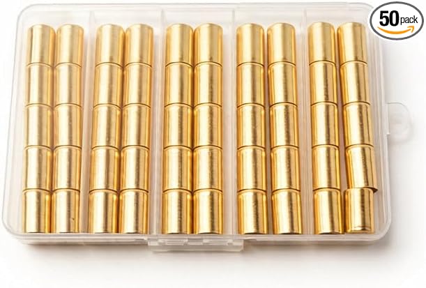 50PCS Hose Ferrules Brass Fitting, Hose Repair Kit for Oxygen and Acetylene1/4" I.D. Welding Hoses, Repair Ferrules for Air Hoses Acetylene Hose, Use with Crimper Tool Kit